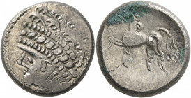 CENTRAL EUROPE. Noricum (East). Circa 2nd-1st centuries BC. Tetradrachm (Silver, 23 mm, 11.31 g, 12 h), 'Samobor A' type. Celticized head of Apollo to...