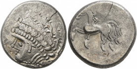 CENTRAL EUROPE. Noricum (East). Circa 2nd-1st centuries BC. Tetradrachm (Silver, 24 mm, 11.01 g, 10 h), 'Samobor A' type. Celticized head of Apollo to...
