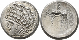 CENTRAL EUROPE. Noricum (East). Circa 2nd-1st centuries BC. Tetradrachm (Silver, 24 mm, 11.19 g, 11 h), 'Samobor A' type. Celticized head of Apollo to...