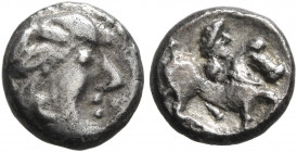 MIDDLE DANUBE. Uncertain tribe. 2nd century BC. 'Obol' (Silver, 8 mm, 0.82 g, 4 h), 'Kopf mit strähnigen Haaren' type. Celticized male head to right. ...