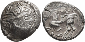 MIDDLE DANUBE. Uncertain tribe. 2nd-1st centuries BC. Tetradrachm (Silver, 23 mm, 9.35 g, 7 h), 'Kapostal' type, imitating Philip II of Macedon. Celti...