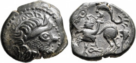 MIDDLE DANUBE. Uncertain tribe. 2nd-1st centuries BC. Tetradrachm (Billon, 22 mm, 9.07 g, 12 h), 'Kapostal' type, imitating Philip II of Macedon. Celt...