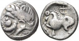 MIDDLE DANUBE. Uncertain tribe. 2nd-1st centuries BC. Drachm (Silver, 13 mm, 1.73 g, 6 h), 'Kugelwange' type, imitating Philip II of Macedon. Celticiz...
