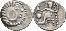 LOWER DANUBE. Uncertain tribe. Circa 2nd-1st centuries BC. Drachm (Silver, 18 mm, 3.30 g, 11 h), imitating Alexander III of Macedon. Celticized head o...