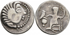 LOWER DANUBE. Uncertain tribe. Circa 2nd-1st centuries BC. Drachm (Silver, 18 mm, 2.84 g, 12 h), imitating Alexander III of Macedon. Celticized head o...