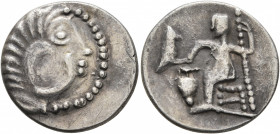 LOWER DANUBE. Uncertain tribe. Circa 2nd-1st centuries BC. Drachm (Silver, 19 mm, 3.27 g, 11 h), imitating Alexander III of Macedon. Celticized head o...