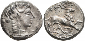 GAUL. Massalia. Circa 125-90 BC. Drachm (Subaeratus, 15 mm, 2.90 g, 9 h), a contemporary plated imitation. Diademed head of Artemis to right, wearing ...
