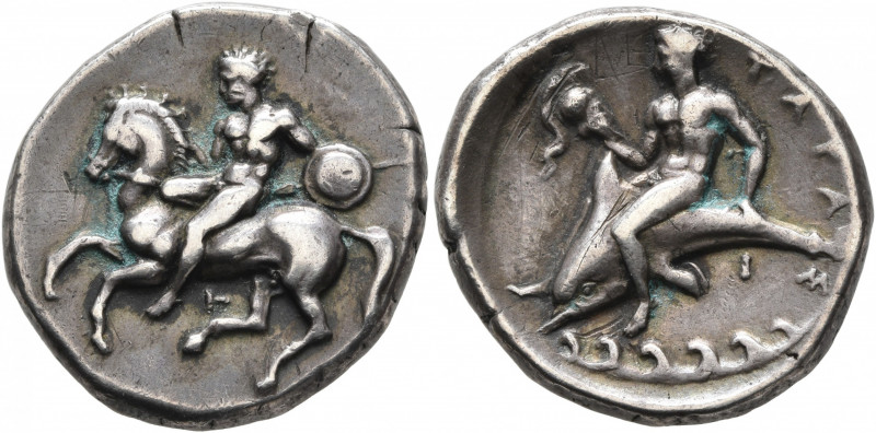 CALABRIA. Tarentum. Circa 344-340 BC. Didrachm or Nomos (Silver, 21 mm, 7.86 g, ...