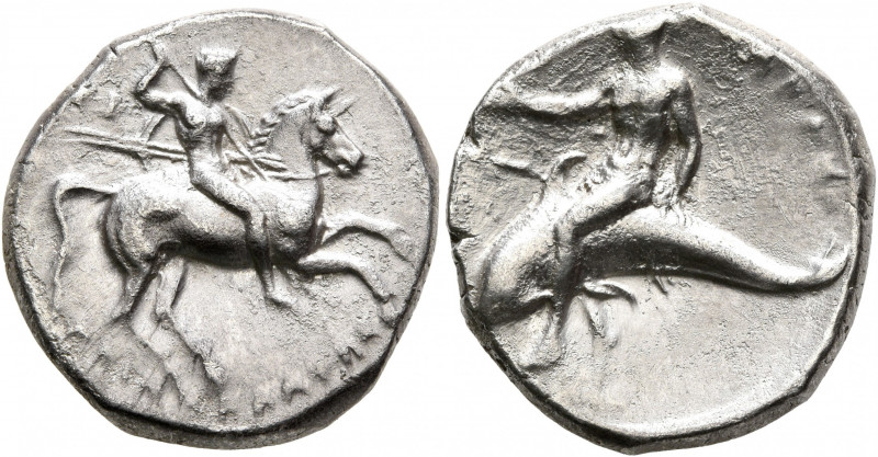 CALABRIA. Tarentum. Circa 280-272 BC. Didrachm or Nomos (Silver, 20 mm, 7.81 g, ...