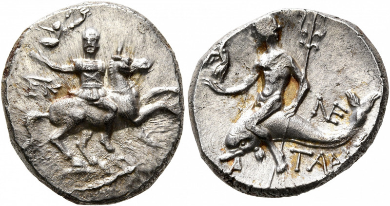 CALABRIA. Tarentum. Circa 240-228 BC. Didrachm or Nomos (Silver, 20 mm, 6.38 g, ...