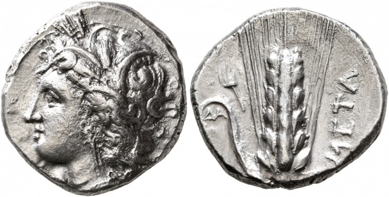LUCANIA. Metapontion. Circa 330-290 BC. Nomos (Silver, 20 mm, 7.91 g, 9 h). Head...