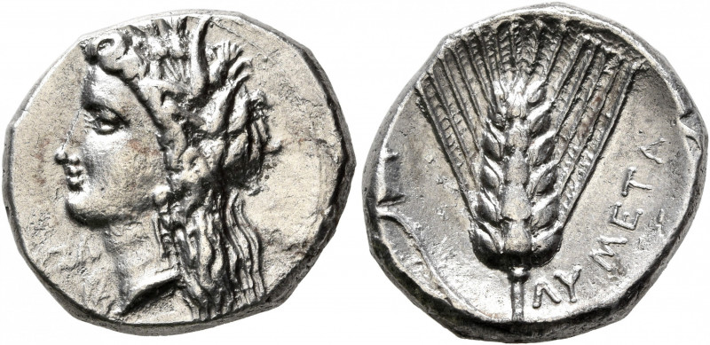 LUCANIA. Metapontion. Circa 330-290 BC. Nomos (Silver, 20 mm, 7.73 g, 1 h). Head...