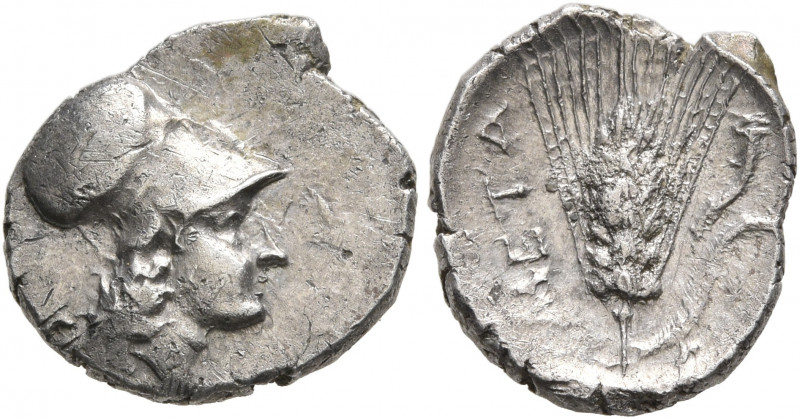 LUCANIA. Metapontion. Circa 325-275 BC. Diobol (Silver, 13 mm, 1.32 g, 11 h). He...