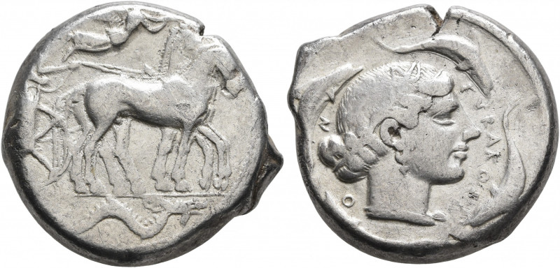 SICILY. Syracuse. Second Democracy, 466-405 BC. Tetradrachm (Silver, 25 mm, 16.9...