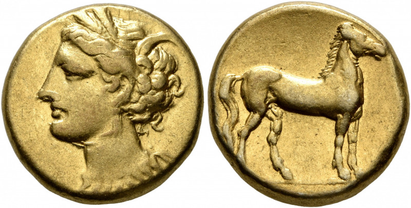 CARTHAGE. Circa 320-310 BC. Stater (Electrum, 17 mm, 7.48 g, 12 h). Head of Tani...