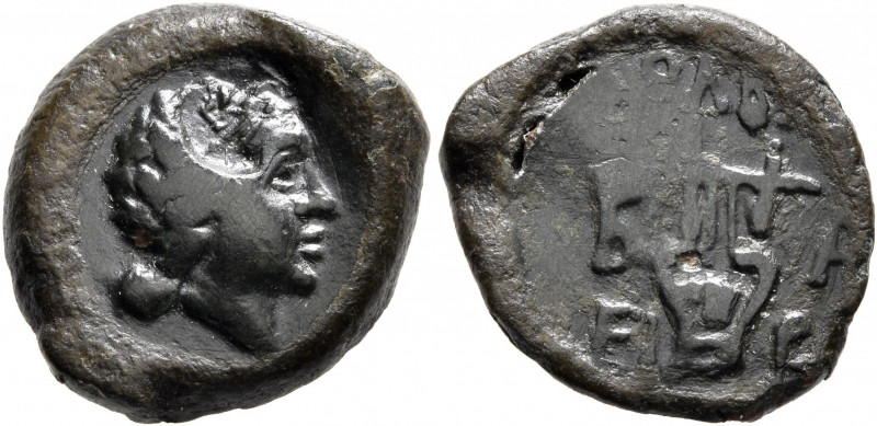 SKYTHIA. Olbia. Circa 175-150 BC. AE (Bronze, 18 mm, 4.64 g, 12 h). Laureate hea...