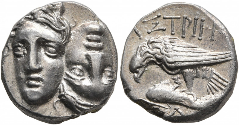 MOESIA. Istros. Circa 313-280 BC. Drachm (Silver, 16 mm, 5.38 g, 12 h). Two faci...