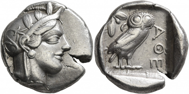 ATTICA. Athens. Circa 430s-420s BC. Tetradrachm (Silver, 25 mm, 17.05 g, 4 h). H...