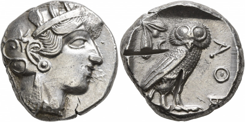 ATTICA. Athens. Circa 420s-404 BC. Tetradrachm (Silver, 25 mm, 17.18 g, 9 h). He...