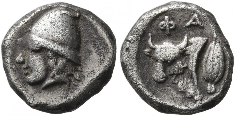 CIMMERIAN BOSPOROS. Phanagoreia. Circa 400 BC. Diobol (Silver, 11 mm, 1.80 g, 6 ...