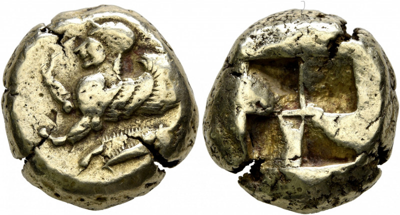 MYSIA. Kyzikos. Circa 550-450 BC. Stater (Electrum, 19 mm, 16.00 g). Forepart of...