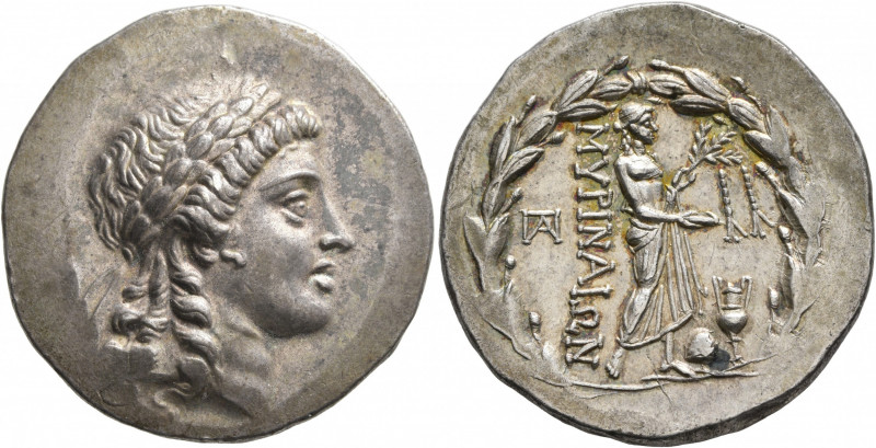 AEOLIS. Myrina. Circa 160-143 BC. Tetradrachm (Silver, 32 mm, 16.69 g, 1 h). Lau...