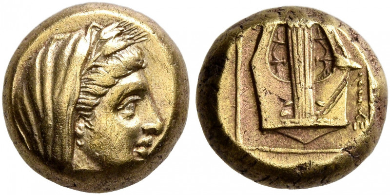 LESBOS. Mytilene. Circa 377-326 BC. Hekte (Electrum, 9 mm, 2.49 g, 2 h). Veiled ...