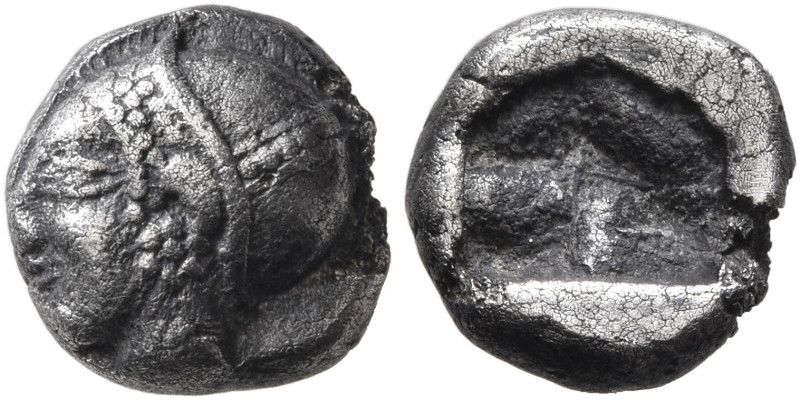 IONIA. Phokaia. Circa 521-478 BC. Diobol (Silver, 9 mm, 1.21 g). Head of a nymph...