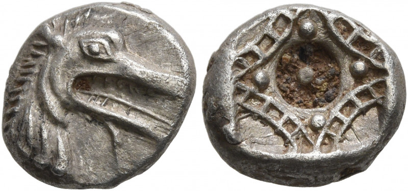 CARIA. Halikarnassos. Circa 500-480 BC. Hekte (Silver, 11 mm, 1.68 g). Head of K...