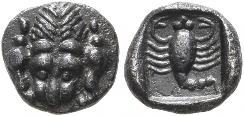 CARIA. Mylasa. Circa 450-400 BC. Hemiobol (Silver, 7 mm, 0.45 g, 6 h). Facing fo...