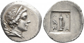 LYCIAN LEAGUE. Circa 48-27 BC. 1/4 Drachm (Silver, 13 mm, 1.00 g, 1 h), Masikytes. Diademed and draped bust of Artemis to right, bow and quiver over h...