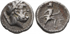 PISIDIA. Selge. 2nd-1st century BC. Hemidrachm (Silver, 12 mm, 1.22 g, 12 h). Laureate head of Herakles to right, club over shoulder. Rev. [ΣΕΛΓΕΩΝ] /...