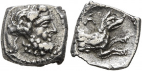 LYCAONIA. Laranda. Circa 324/3 BC. Obol (Silver, 11 mm, 0.77 g, 11 h). Head of Herakles to right. Rev. Λ Forepart of a wolf to right. Göktürk 70 ff. S...