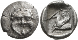 CILICIA. Kelenderis. Circa 410-375 BC. Obol (Silver, 9 mm, 0.72 g, 3 h). Facing gorgoneion. Rev. Forepart of Pegasos left with dotted square within in...