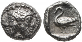 CILICIA. Mallos. Circa 440-390 BC. Obol (Silver, 7 mm, 0.75 g, 9 h). Bearded janiform head. Rev. Swan standing left; all within incuse square. Casabon...