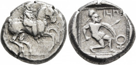 CILICIA. Tarsos. Circa 410-385 BC. Stater (Silver, 21 mm, 10.54 g, 12 h). Persian satrap on horseback to right. Rev. &#67669;&#67667;&#67654; ('trz' i...