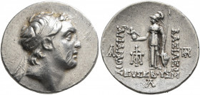 KINGS OF CAPPADOCIA. Ariarathes V Eusebes Philopator, circa 163-130 BC. Drachm (Silver, 20 mm, 4.15 g, 1 h), Eusebeia under Mount Argaios, RY 30 = 133...