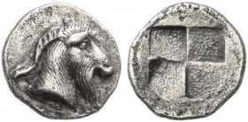 ASIA MINOR. Uncertain. Circa 5th century BC. Hemiobol (Silver, 6 mm, 0.22 g). Head of a goat to right. Rev. Quadripartite incuse square. Triton 3 (199...