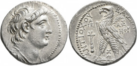 SELEUKID KINGS OF SYRIA. Antiochos VII Euergetes (Sidetes), 138-129 BC. Tetradrachm (Silver, 29 mm, 14.19 g, 12 h), Phoenician standard, Tyre, SE 178 ...