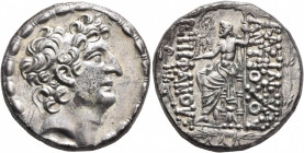 SELEUKID KINGS OF SYRIA. Antiochos VIII Epiphanes (Grypos), 121/0-97/6 BC. Tetradrachm (Silver, 25 mm, 16.20 g, 12 h), Antiochia on the Orontes, circa...