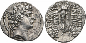 SELEUKID KINGS OF SYRIA. Seleukos VI Epiphanes Nikator, circa 96-94 BC. Drachm (Silver, 18 mm, 3.77 g, 1 h), Antiochia on the Orontes. Diademed head o...