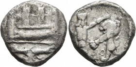 PHOENICIA. Tyre. temp. Ba`alšillem (Sakton) I-Ba’ana, circa 425-402 BC. Half Shekel (Silver, 18 mm, 6.77 g, 6 h). &#67855;&#67841; (?) (''b' in Aramai...