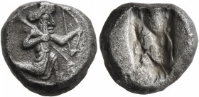 PERSIA, Achaemenid Empire. Time of Darios I to Xerxes II, circa 485-420 BC. Siglos (Silver, 15 mm, 5.42 g), Lydo-Milesian standard, Sardes. Persian ki...