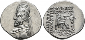 KINGS OF PARTHIA. Mithradates III, circa 87-79 BC. Drachm (Silver, 20 mm, 4.13 g, 12 h), Rhagai. Diademed and draped bust of Mithradates III to left, ...