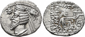 KINGS OF PARTHIA. Phraates IV, circa 38-2 BC. Drachm (Silver, 19 mm, 3.71 g, 12 h), Mithradatkart. Diademed and draped bust of Phraates IV to left, be...