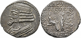 KINGS OF PARTHIA. Phraates IV, circa 38-2 BC. Tetradrachm (Billon, 29 mm, 14.77 g, 1 h), Seleukeia on the Tigris, SE 288, Artemisios = April 24 BC. Di...