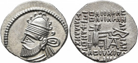 KINGS OF PARTHIA. Pakoros I, circa 78-120. Drachm (Silver, 21 mm, 3.77 g, 12 h), Ekbatana. Diademed and draped bust of Pakoros I to left, wearing tiar...