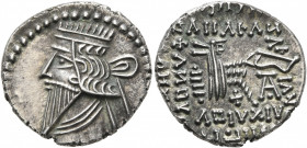 KINGS OF PARTHIA. Mithradates V, circa AD 140. Drachm (Silver, 19 mm, 3.84 g, 12 h), Ekbatana. Diademed and draped bust of Mithradates V to left. Rev....
