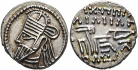 KINGS OF PARTHIA. Osroes II, circa 190-208. Drachm (Silver, 18 mm, 3.78 g, 1 h), Ekbatana. Diademed and draped bust of Osroes II to left, wearing tiar...