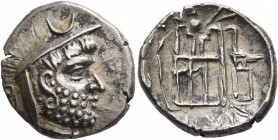 KINGS OF PERSIS. Darios (Darev) I, late 2nd century BC. Drachm (Silver, 18 mm, 4.00 g, 3 h), Istakhr (Persepolis). Bearded head of Darios I to right, ...